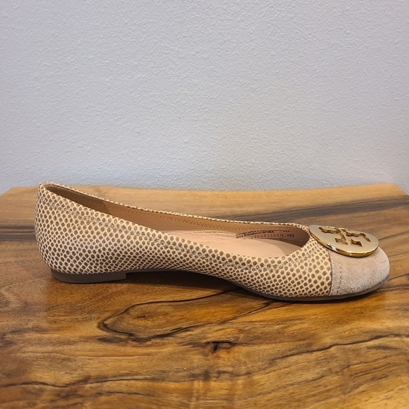 Tory Burch Reva Suede Toe Snake Print Ballet Flat - Picture 6 of 13